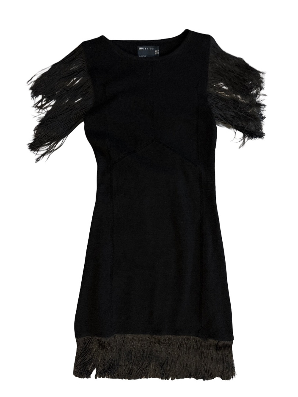 ASOS Black Fringe Sleeve & Hem Mini Dress
